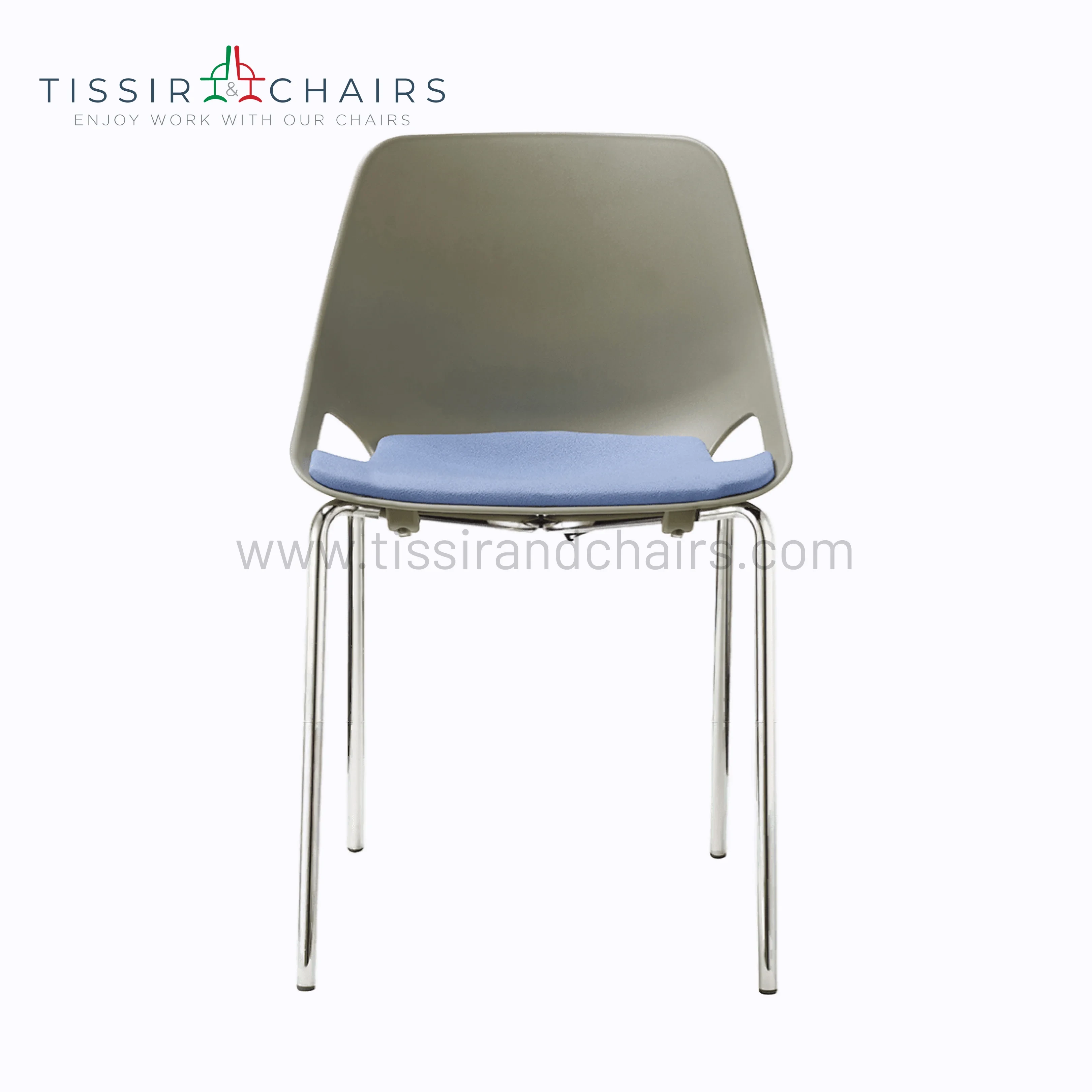 Chaise Q5 en 4 pieds métal chromé - Assise en mousse tapissée